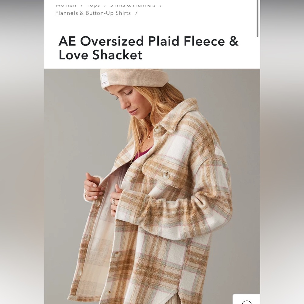 Oversized purple plaid fleece jacket